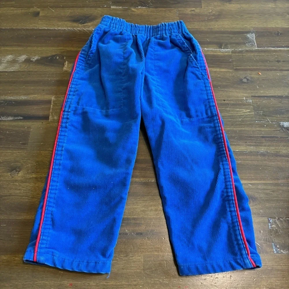 Oshkosh Union Made American Vintage Blue Corduroy Pants Red Stripe Straight Wide